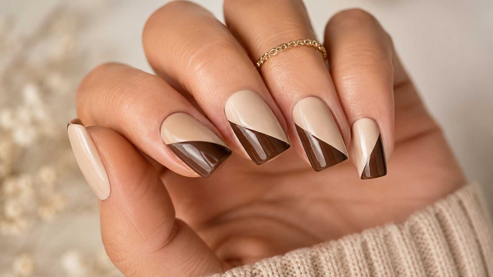 Two-Tone Split Nails Color Block Design